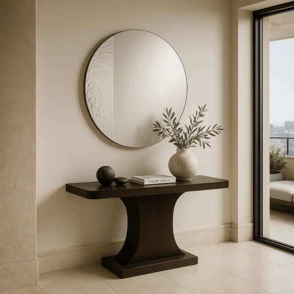Cecilia Black Round Wall Mirror